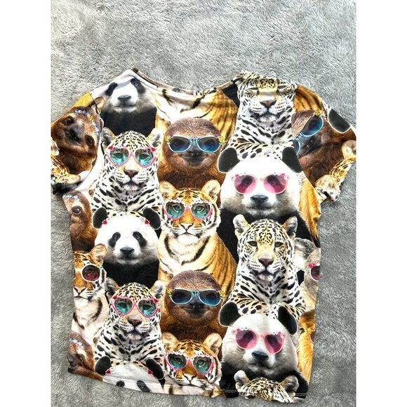 Secret Treasures Top Womens M 8-10 Multicolor Short Sleeve Graphic T-Shirt Hi L - Picture 4 of 4